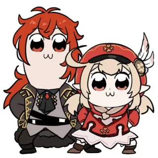 🥺 Diluc anime, pegatina, personaje, Diluc, Klee telegram sticker