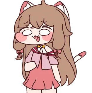 😋 Anime, Kocia dziewczyna, Kreskówka, Słodki, Rumieniec, Głupi telegram sticker