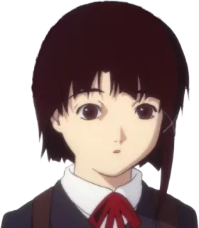 😯 Iwakura Lain Serial Experiments Lain anime, ragazza, capelli castani, carina, kawaii telegram sticker