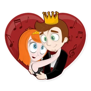 ❤ dibujos animados, pareja, amor, corazón, princesa, príncipe, romance, relación telegram sticker