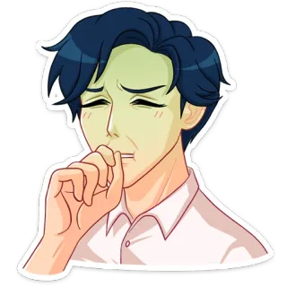 😨 สไตล์อนิเมะ, ผู้ชาย, กังวล, วิตกกังวล, ประหม่า, เครียด whatsapp sticker