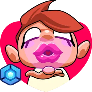 🎮 การ์ตูน, อีโมจิ, จูบ, หัวใจ, ความรัก telegram sticker