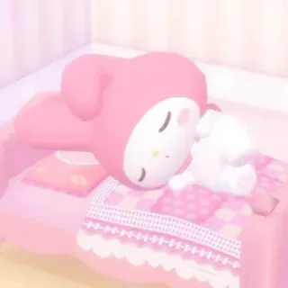 🛌 My Melody 마이멜로디, 산리오, 카와이이, 자는, 귀여운, 봉제인형 telegram sticker