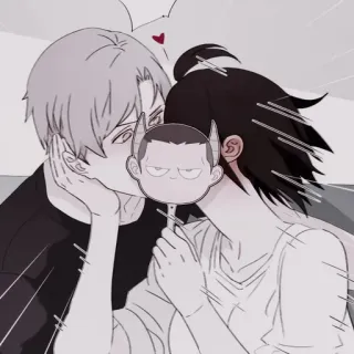 ✖️ Anime, Bacio, Amore, Coppia, Cuore, Carino telegram sticker
