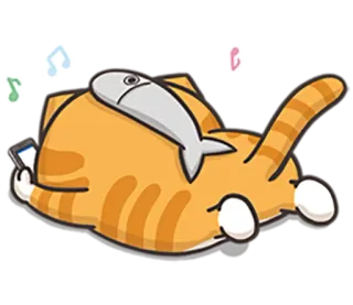 💤 кот, рыба, музыка, отдых, мультфильм, животное telegram sticker