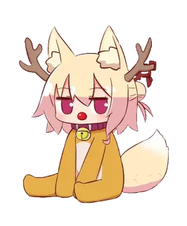 🎄 Anime, Renard, Kawaii, Cerf, Chibi, Mignon, Autocollant telegram sticker