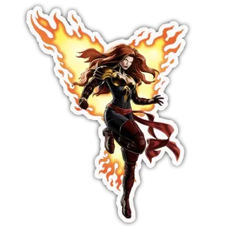 💥 Jean Grey Marvel, Fénix, X-Men, Superhéroe, Jean Grey, Mutante, Cómic whatsapp sticker