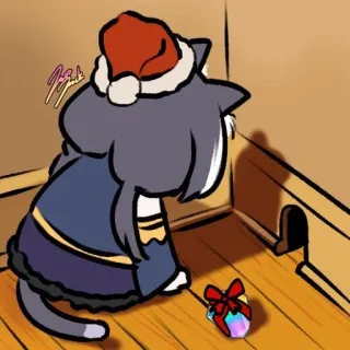 🎄 кот, рождество, подарок, презент, милый, мультфильм whatsapp sticker