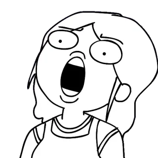 😱 Desenho animado, Mulher, Chocada, Surpresa, Linha, Expressão telegram sticker