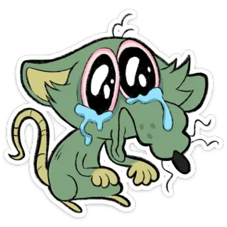 ⭐ 만화, 쥐, 우는, 슬픈, 감정, 동물 whatsapp sticker