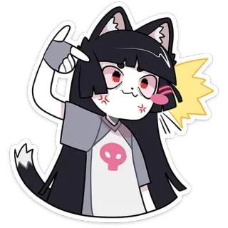 😠 Anime, Ragazza, Sticker, Gatto, Orecchie, Teschio, Personaggio, Carino, Cartone animato whatsapp sticker