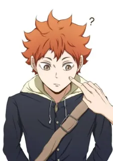 🍊 Shoyo Hinata Haikyuu!! 애니메이션, 캐릭터, 하이큐, 히나타 쇼요, 물음표, 주황색 머리 telegram sticker