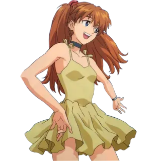 😀 Asuka Langley Soryu Neon Genesis Evangelion anime, character, girl, illustration, cartoon telegram sticker