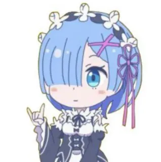 🤘 Rem Re:Zero anime, cute, chibi, Re:Zero, Rem, character telegram sticker