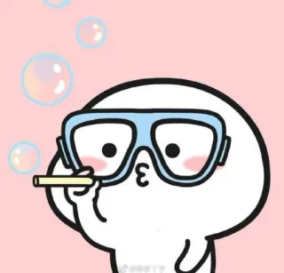 🌟 cartoon, bubbles, character, swimming, glasses telegram sticker