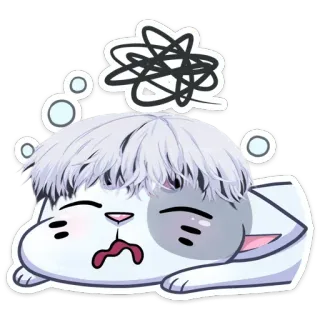 😔 kot, zmęczony, słodki, śpiący, wyczerpany, kreskówka telegram sticker