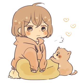 🐶 ragazza, cane, carino, anime, chibi telegram sticker