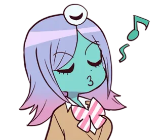 😗 anime, music, girl, cute, pastel, cartoon whatsapp sticker