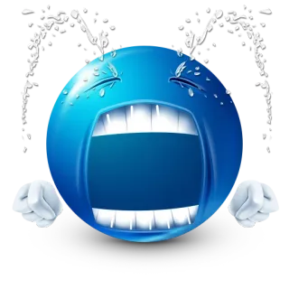 😭 azul, gritando, cara, emoji, molesto, enojado, llorando whatsapp sticker
