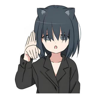 👋 anime, tai mèo, cô gái, phim hoạt hình, lời chào telegram sticker