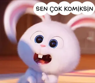 😅 Snowball The Secret Life of Pets SEN ÇOK KOMİKSİN 토끼, 동물, 귀여운, 웃긴, 만화, 마이펫의 이중생활, 스노우볼 whatsapp sticker