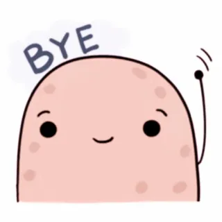 💭 BYE doei, tot ziens, zwaaien, groet, cartoon, personage whatsapp sticker