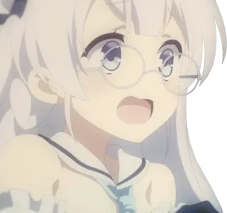 😱 anime, chica, linda, gafas, pelo blanco telegram sticker