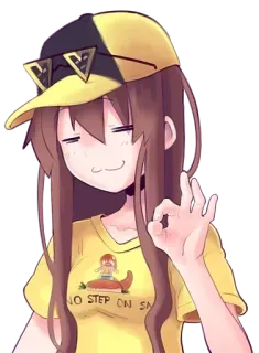 👌 NO STEP ON SNEK Anime, Kreskówka, Dziewczyna, Znak OK, Nie deptać węża, Koszulka, Kapelusz telegram sticker