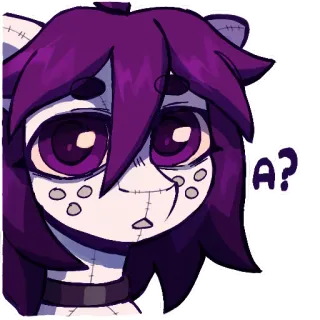 😕 A? cartoon, anime, sticker, purple, question telegram sticker