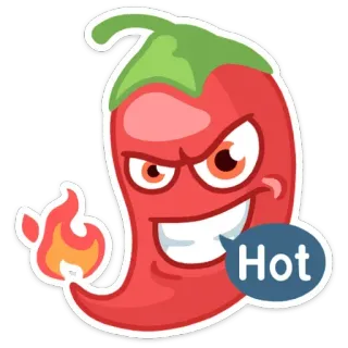 😈 Hot chile, pimienta, picante, especiado, dibujos animados, fuego, comida telegram sticker