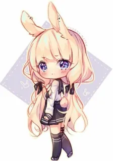 😶 アニメ, ちび, 女の子, かわいい, うさぎ, 可愛い, マンガ, イラスト telegram sticker