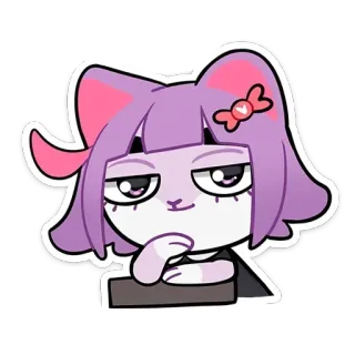 😏 mèo, tím, động vật, hoạt hình, nhãn dán, hình minh họa whatsapp sticker