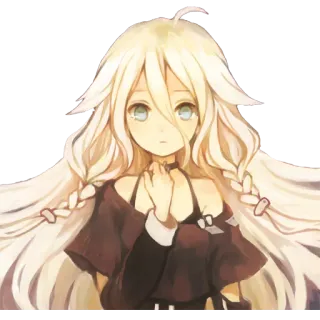 🙁 アニメ, 女の子, 漫画, 金髪, ロングヘア, かわいい telegram sticker
