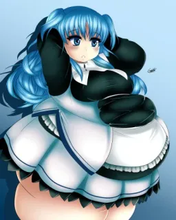 😊 Anime, Maid, Capelli blu, Cartone animato, Illustrazione telegram sticker