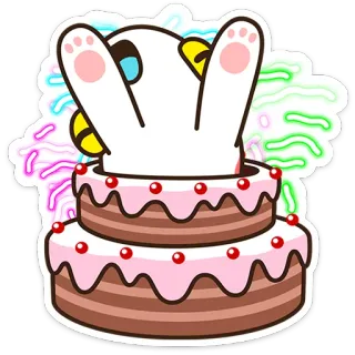 ⭐ น่ารัก, สัตว์, เค้ก, วันเกิด, ฉลอง telegram sticker