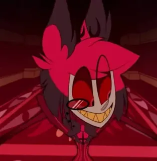 🍾 Alastor Hazbin Hotel demon, złoczyńca, radio, uśmiechnięty, animowany telegram sticker