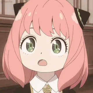 😳 Anya Forger Spy x Family Anime, Charakter, Cartoon, Süß, Pinke Haare, Grüne Augen, Spy x Family telegram sticker