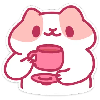 ☕️ cat, tea, cute, kawaii, animal, pet, drink, cartoon telegram sticker
