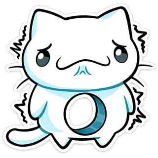 😔 cat, cute, sticker, cartoon, animal, white telegram sticker