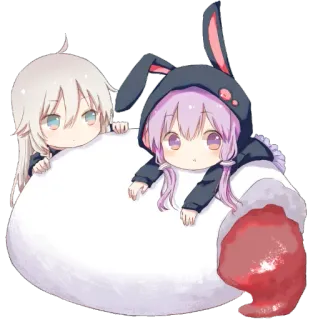 🍙 Anime, Kawaii, Mignon, Lapin, Chibi, Dessin animé, Illustration telegram sticker