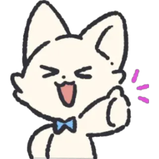 👍 kucing, imut, hewan, stiker, dasi kupu-kupu, senang, kartun telegram sticker