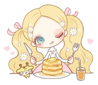 😋 薄煎饼, 早餐, 食物, 可爱, 可爱, 卡通, 插图 telegram sticker