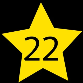 2⃣ 22 nomor, bintang, kuning, stiker telegram sticker
