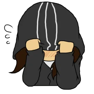 😖 ... 애니메이션, 귀여운, 슬픈, 이모, 수줍음, 후드티 telegram sticker