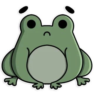 🙁 grenouille, mignon, animal, vert, dessin animé telegram sticker