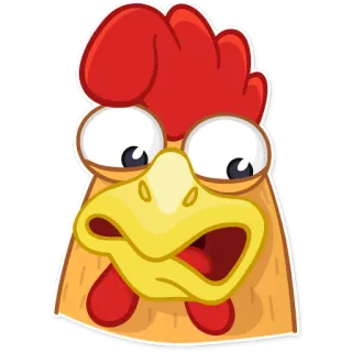 😕 galinha, animal, pássaro, desenho animado, engraçado, emoji, adesivo whatsapp sticker