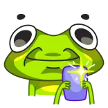 📸 rana, smartphone, selfie, cartone animato, animale, carino, verde telegram sticker