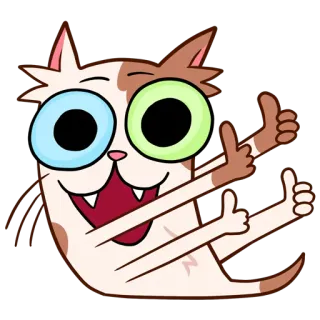 👍 chat, pouce levé, dessin animé, autocollant, joyeux, positif whatsapp sticker