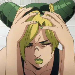 🌊 Jolyne Cujoh JoJo's Bizarre Adventure: Stone Ocean anime, Jolyne Cujoh, JoJo's Bizarre Adventure, Stone Ocean, frustration, headache, stress telegram sticker
