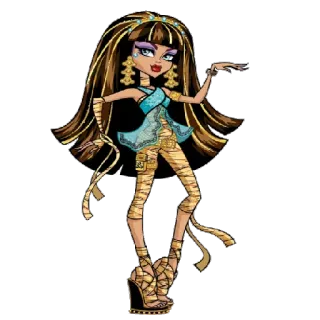 😊 Cleo de Nile Monster High Cleo de Nile, Monster High, cartoon character, egyptian, mummy, doll telegram sticker